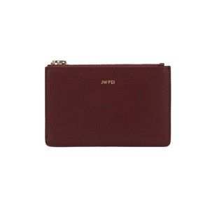 NEW JW PEI Burgundy Quinn Zipped Vegan Leather Card Holder Wallet